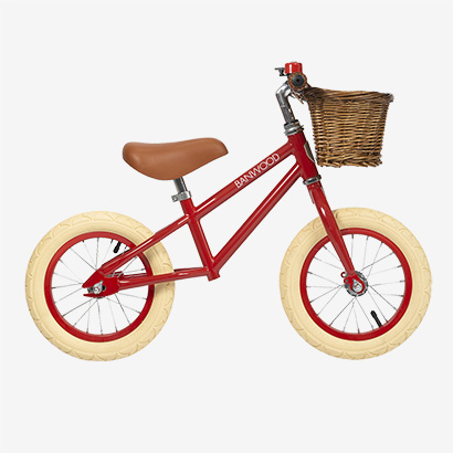 Bicicleta sin pedales vintage Banwood con decoración - Roja